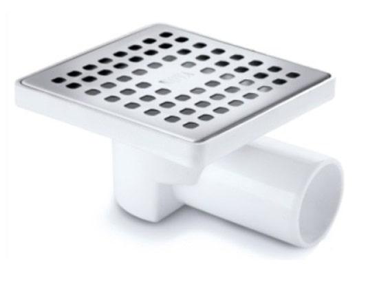 Сливной трап горизонтальный D50 с сухим затвором, решетка нерж. 150х150мм (5026) NOVA