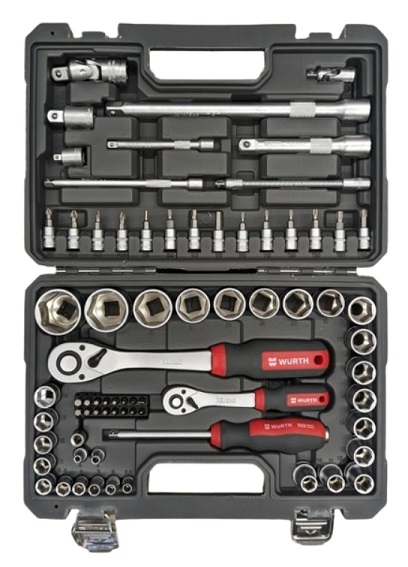 Набор инструментов (72 предмета) 1/4, 1/2, Red Stripe, WURTH