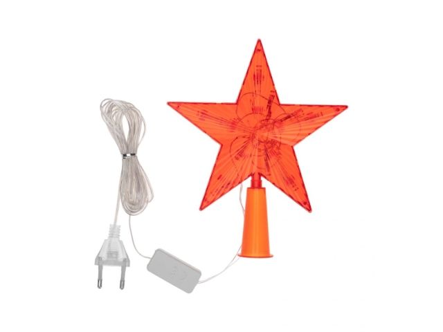 Верхушка елочная Звезда 15см, 10LED, красный цвет, постоянное свечение, NEON-NIGHT 501-007