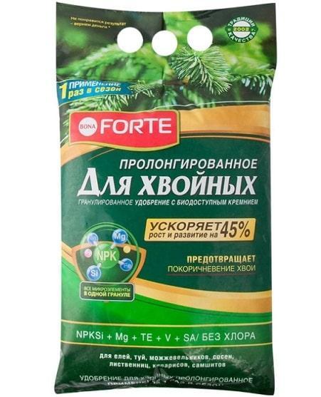 Удобрение гранулированное, пролангированное Хвойное с биодоступным кремнием 5кг Bona Forte