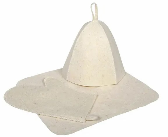 Набор для бани и сауны (шапка, коврик, рукавица), Hot Pot 41345