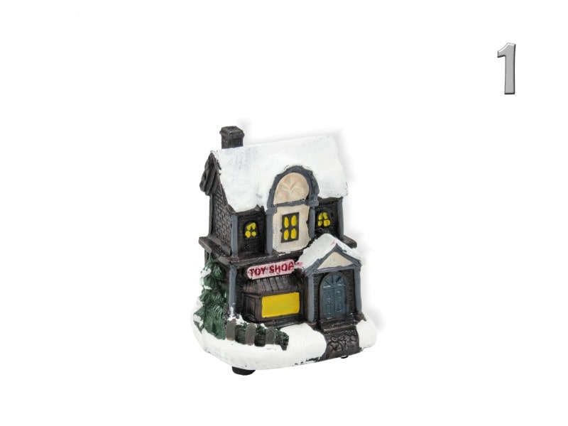 Украшение новогоднее полистоун светящееся Домик 9x6x7см