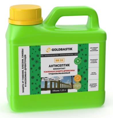 Антисептик Биоконтакт BВ 26 Усиленная защита древесины Goldbastik, 1.25 л
