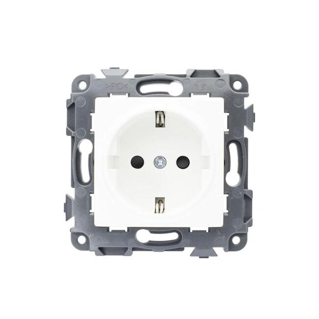 Розетка 1-ая Сontact белая с заземлением ETP EOSZR-16