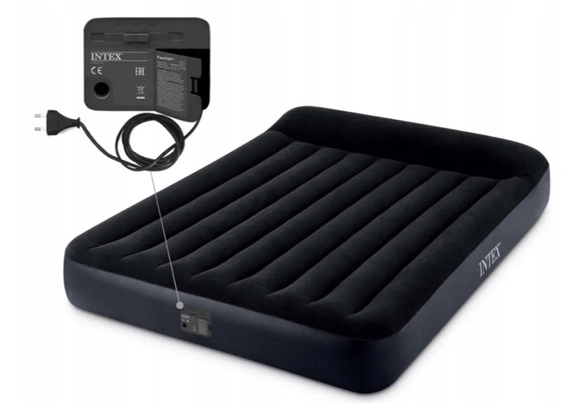 Матрас надувной с насосом встроенным электрическим с подголовником Intex 203*152*25 (64150)