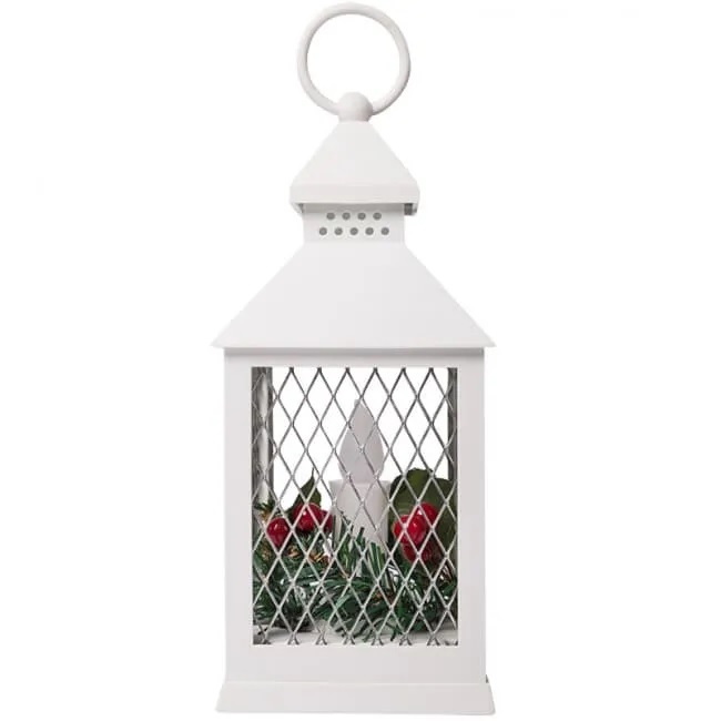 Фонарь декоративный со свечкой, белый, 10,5х10,5х24 см, NEON-NIGHT