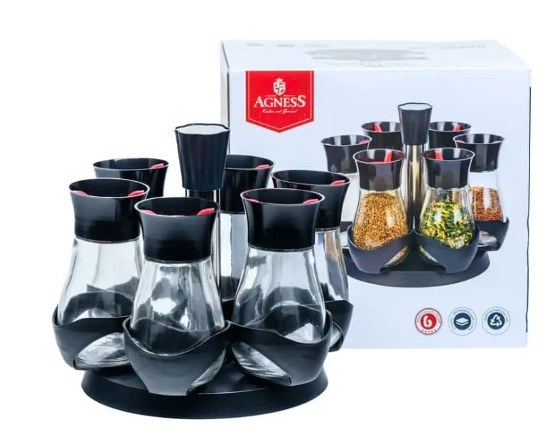 Набор банок для специй 6 шт на пластиковой подставке, Belbohemia