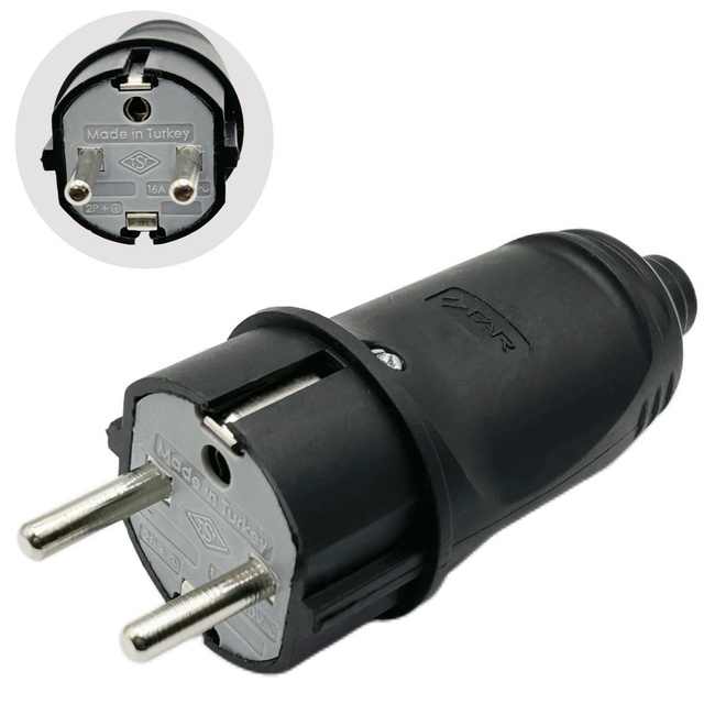 Вилка угловая с заземлением белая FAR F48