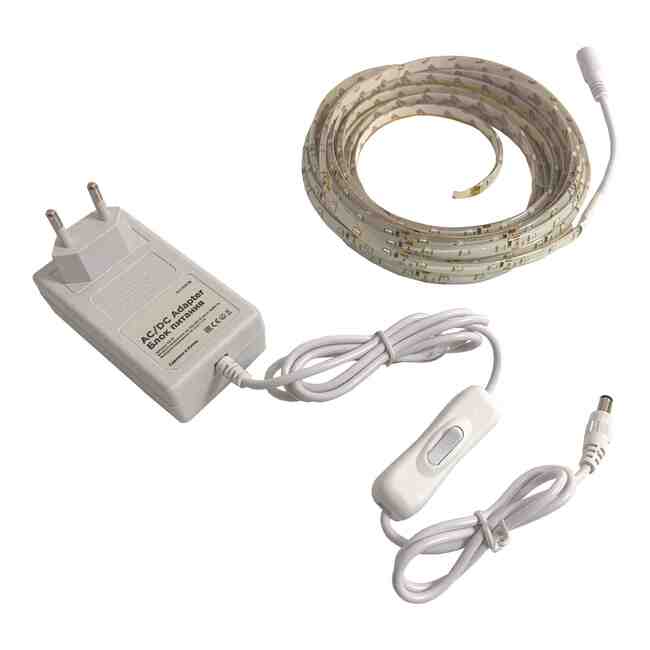 Лента светодиодная SMD3528 5 м 60 LEDs/м 4.8 Вт/м IP65 Apeyron SL-26 (адаптер питания, коннектор)
