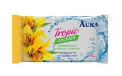 Салфетки влажные Aura освежающие 15шт