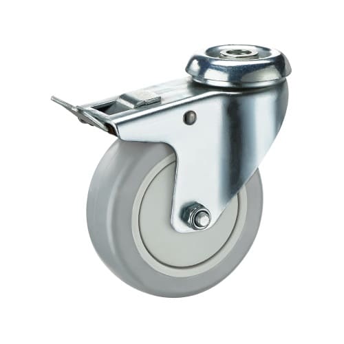 Колесо аппаратное поворотное под болт с тормозом серия RONEL TPRb, Инолта