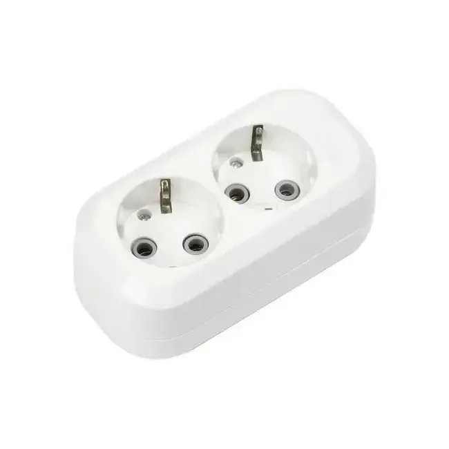 Колодка с заземлением 2 гнезда белая Borsan BR-1552-0