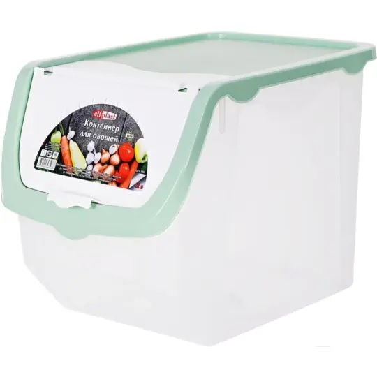 Контейнер для овощей 12 л, прозрачно-бирюзовый, Эльфпласт EP506