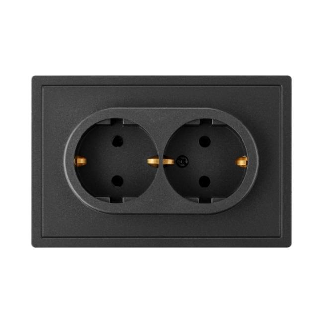 Розетка 2-ая Carre графит Bylectrica РС16-0642