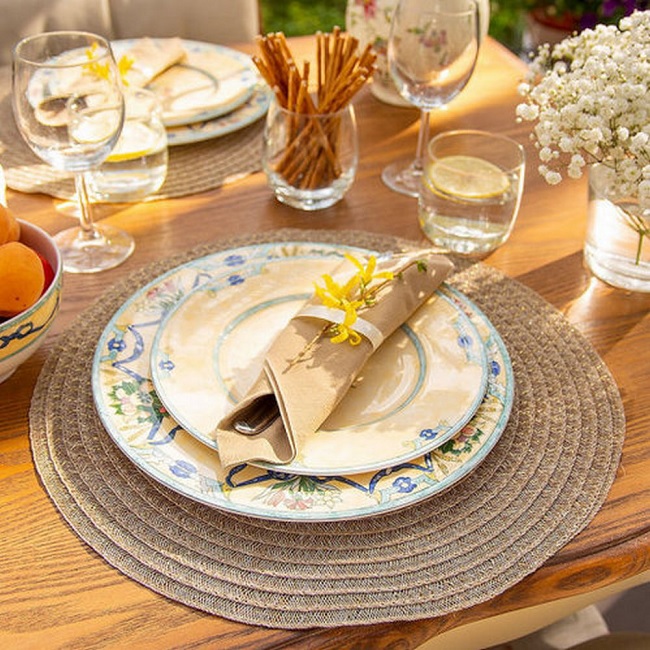 Набор плейсматов Лимасон бежевого цвета d 380 мм плетеные (4шт), Фея порядка SN-250