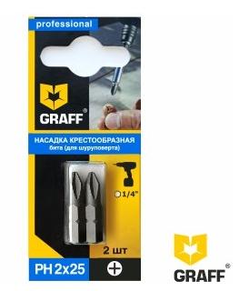 Бита PH2x25 мм для шуруповерта (насадка) GRAFF 2 шт в блистере