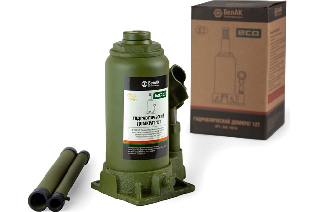 Домкрат гидравлический 12т, бутылочный, БелАК ECO БАК.70018