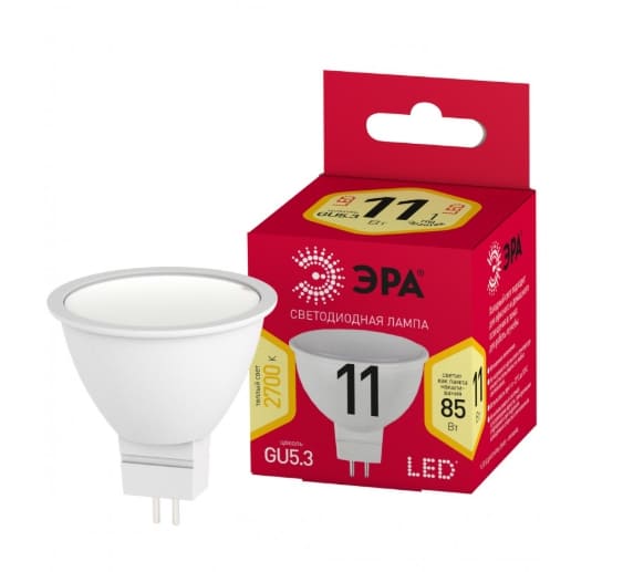 Лампа светодиодная RED LINE LED MR16-11W-827-GU5.3 ЭРА