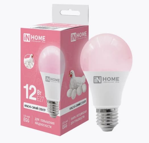 Лампа светодиодная LED-А60 EGG 12Вт 230В Е27 для птицеводства IN HOME