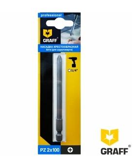 Бита удлиненная PZ2x100 мм для шуруповерта (насадка) GRAFF 1 шт в блистере