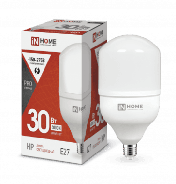 Лампа светодиодная LED-HP-PRO 30Вт 230В Е27 4000К IN HOME