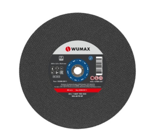 Круг отрезной по металлу 355х3.0x25.4 мм прямой WUMAX 1664103552