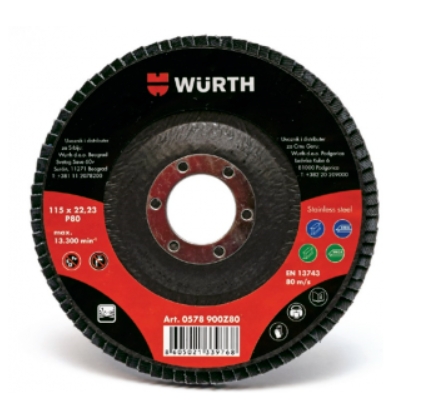 Диск лепестковый Optimum, 125 мм, P60, нерж.сталь, Wurth 0578925Z60