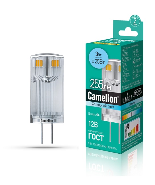 Лампа светодиодная Camelion LED3-G4-JC-NF/845/G4