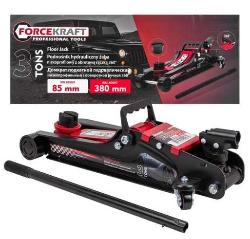 Домкрат гидравлический 3т, подкатной, Forcekraft FK-T825010