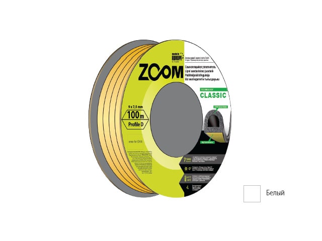 Уплотнитель D белый ZOOM CLASSIC