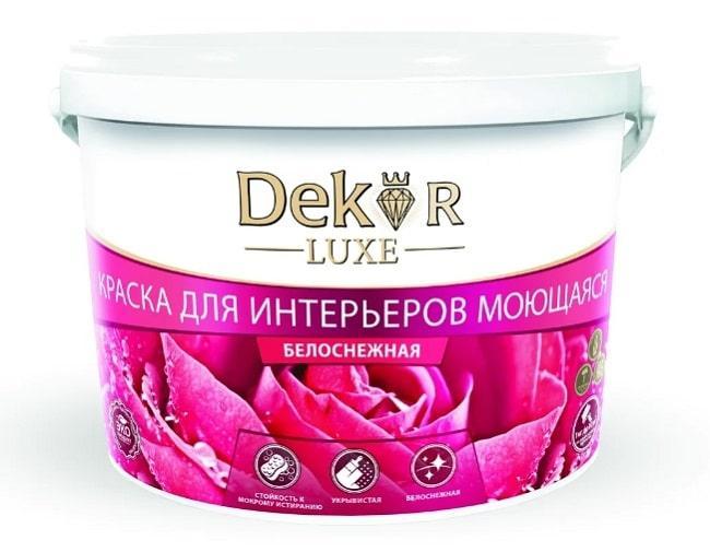 Краска акриловая Dekor ВД-АК-216 для интерьеров моющаяся белоснежная