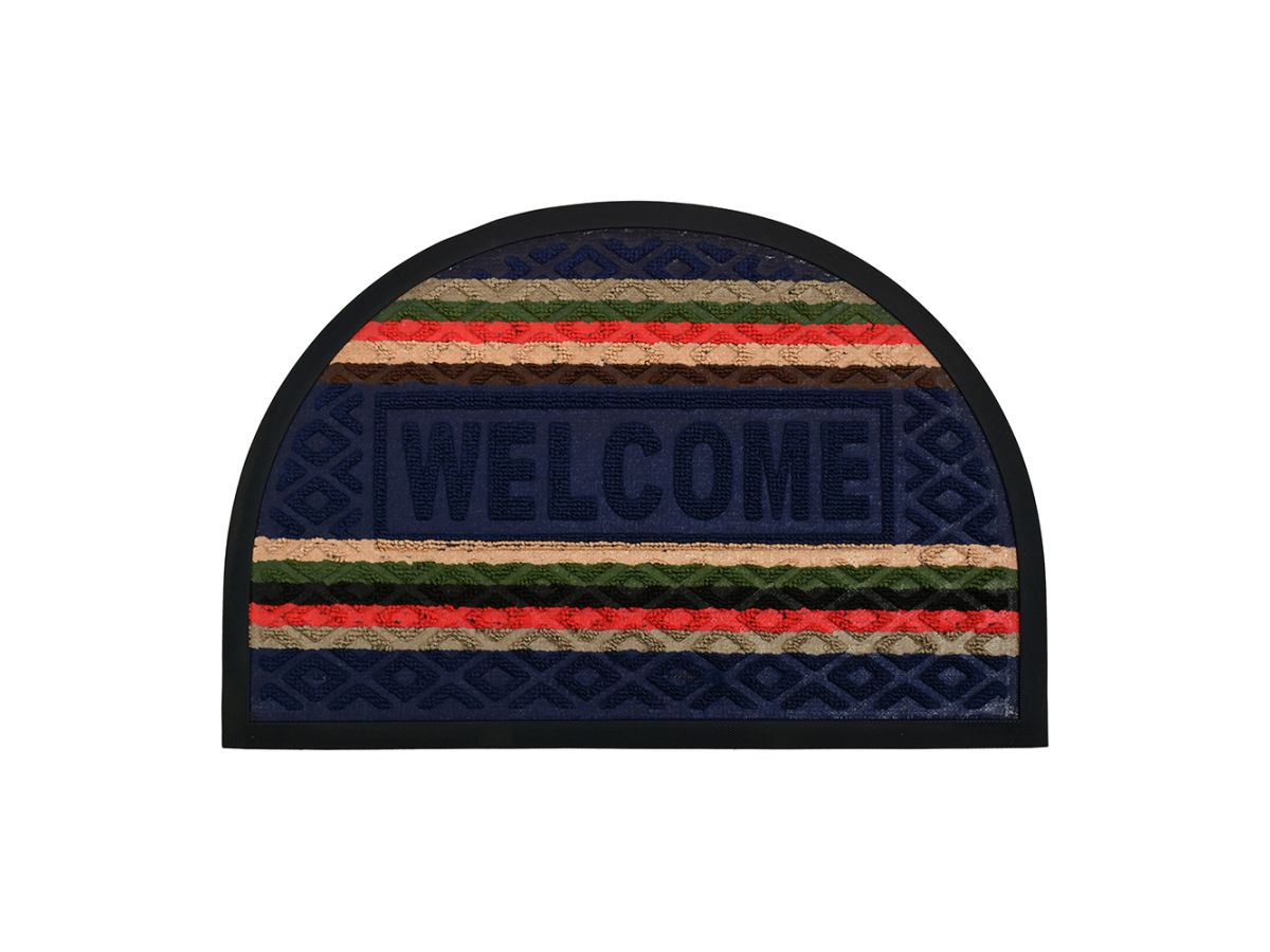 Коврик придверный Comfort, 40х60 см, Welcome, полукруг, синий, VORTEX 22385