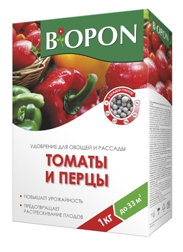 Удобрение БИОПОН для овощей и рассады Томаты и перцы 1 кг BROS