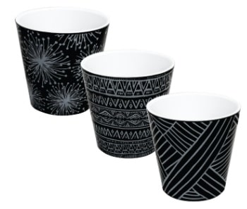 Вазон 13x12,5см Деко со вставкой с декором Этно черный, белый 114040ЭЧрБл Алеана