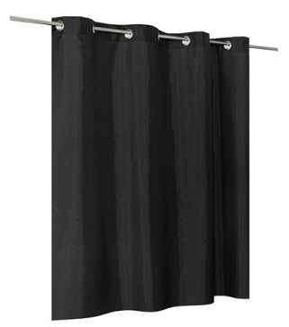 Занавеска для ванны 180х200см Черный, на люверсах, Tropik
