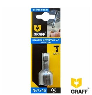 Бита шестигранная магнитная SW 7x45 мм GRAFF 1 шт в блистере