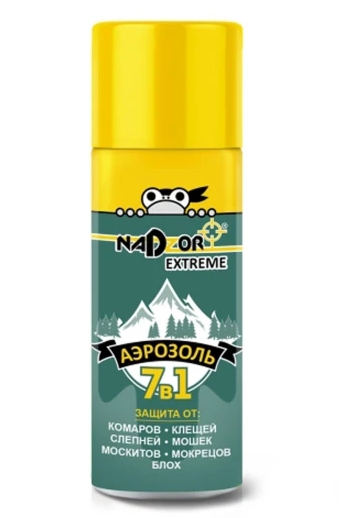 Аэрозоль oт кoмapoв клещей, мошки 100мл Nadzor Extreme 7в1