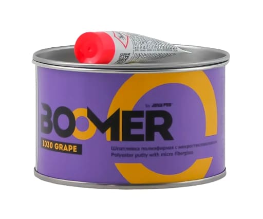 Шпатлевка автомобильная BOOMER GRAPE полиэфирная, с микростекловолокном + отвердитель, 0,5+0,015 кг