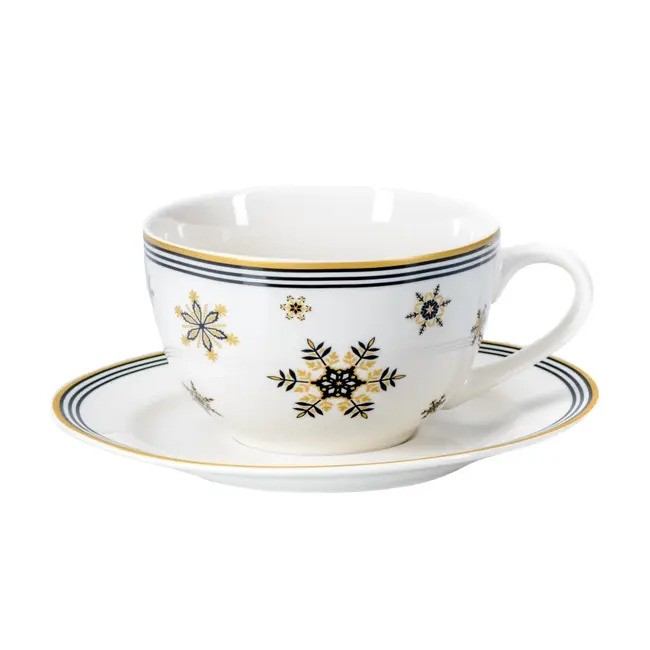 Пара чайная Золотые снежинки керамика 250 мл Belbohemia RN10070-SNFK