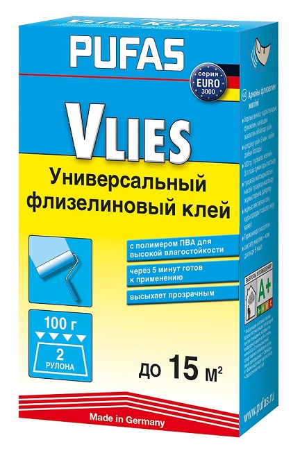 Клей обойный PUFAS EURO 3000 Специальный флизелиновый 15 м², 100г