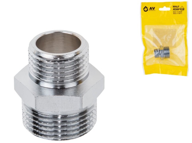 Ниппель 3/4''х1/2'' латунный НР-НР хром AV Engineering AVE303022