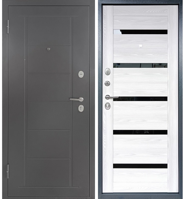 Дверь входная металлическая ТИТАН 2050x960 левая, графит/ривьера айс Промет