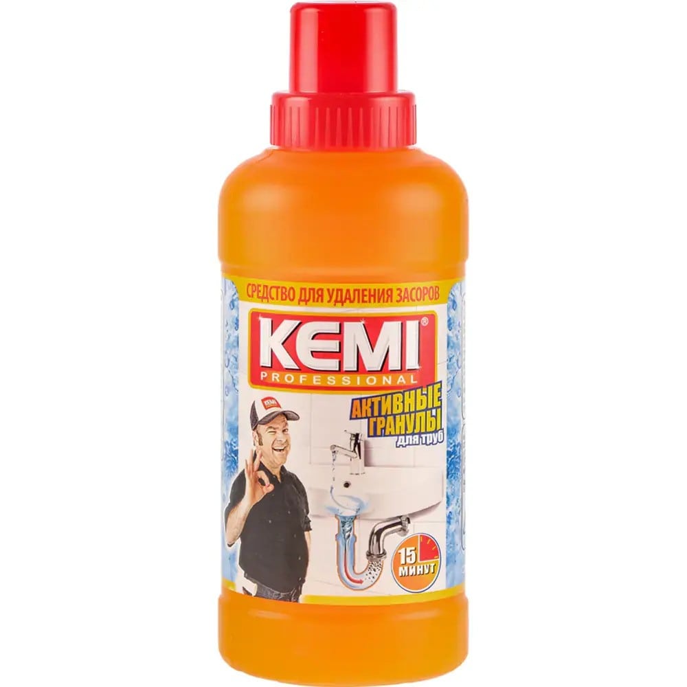 Средство для удаления засоров в трубах Kemi professional гранулы, 500 г