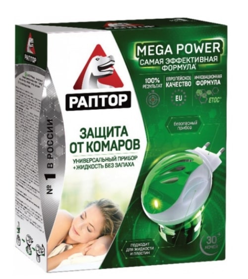 Комплект от комаров (фумигатор + жидкость 30 ночей) РАПТОР