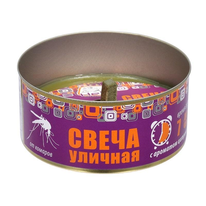 Свеча уличная от комаров в жестяной банке, цитронелла HELP