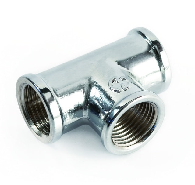 Тройник латунный хромированный внутр. резьба 1/2