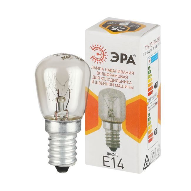 Лампа накаливания для холодильника и швейной машинки T26 230V 25W E14 ЭРА
