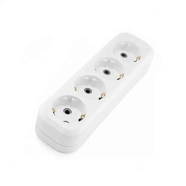 Колодка с заземлением 4 гнезда белая У4-Е LUXAR