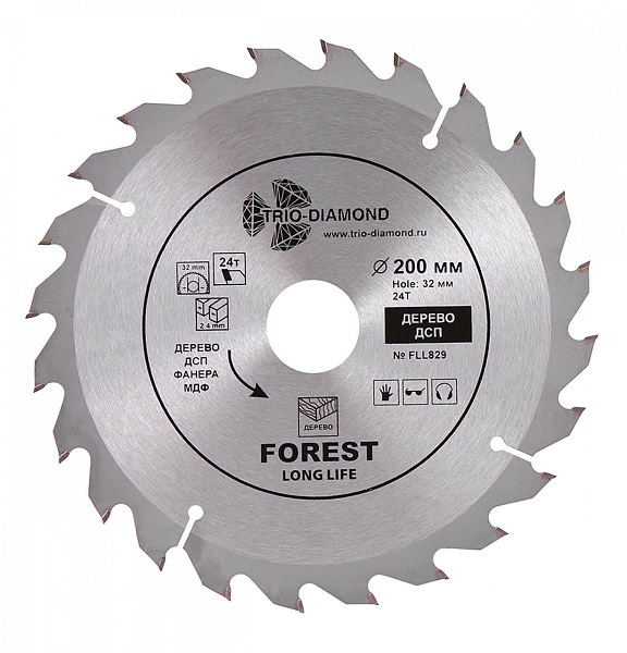 Круг пильный по дереву 200х32/30мм 24Т TRIO-DIAMOND FLL829
