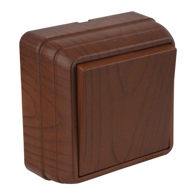 Выключатель одноклавишный наружный Bron орех, MUTLUSAN 2160 301 0257